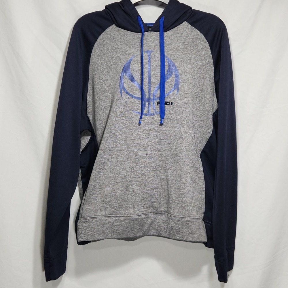 Vintage And1 Basketball Hoodie Size XL Gray / Blue